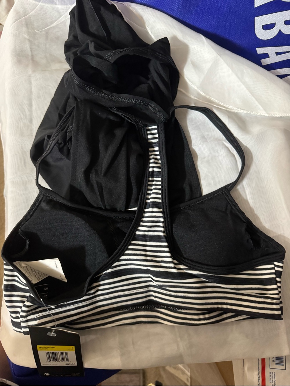 Nike Black Strappy Tank with Striped built-in bralette w/removable pads. - NWT - Picture 7 of 9